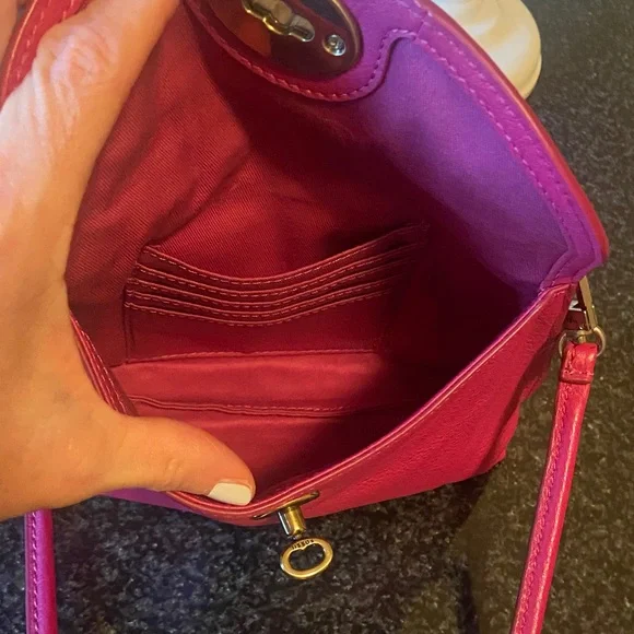 FOSSIL Monica Leather Pink Mini Convertible Crossbody Bag - Picture 10 of 14